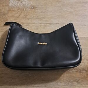 Kensie Black Leatherette Crescent Shoulder Bag